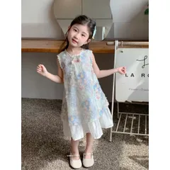 Váy cho bé gái, váy ren hoa loang dáng suông chữ A tặng kèm mũ cho bé gái 10-30kg