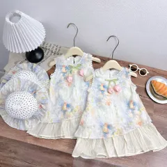 Váy cho bé gái, váy ren hoa loang dáng suông chữ A tặng kèm mũ cho bé gái 10-30kg