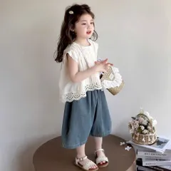 Quần áo bé gái, set áo ren thô boi kết hợp quần jean lửng ống rộng phong cách Hàn Quốc cho bé 10-30kg