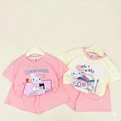 Quần áo bé gái, set bộ cộc tay chất cotton mèo Hello Kitty Hẻmcat siêu dễ thương cho bé 10-30kg