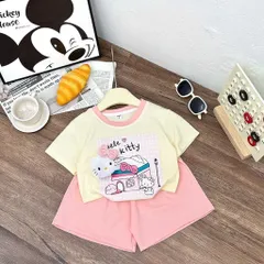 Quần áo bé gái, set bộ cộc tay chất cotton mèo Hello Kitty Hẻmcat siêu dễ thương cho bé 10-30kg
