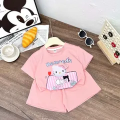 Quần áo bé gái, set bộ cộc tay chất cotton mèo Hello Kitty Hẻmcat siêu dễ thương cho bé 10-30kg