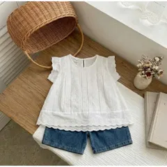Quần áo bé gái, set áo ren thô boi kết hợp quần jean lửng ống rộng phong cách Hàn Quốc cho bé 10-30kg