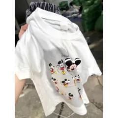 Set bộ bé trai Mickey cotton loại 1 kèm quần Short Jean mềm mại, đồ bộ trẻ em mùa hè cho bé 9-24kg