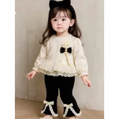 Quần áo thu đông bé gái, Set bộ len thỏ dáng Babydoll gắn hoa cao cấp cho bé gái (8–30kg)