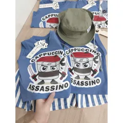 Quần áo bé trai, set bộ sát nách cotton Capuchino cho bé 9-27kg