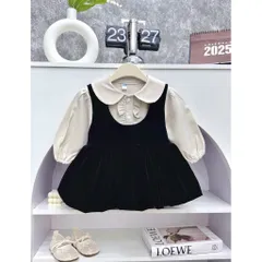 Váy cho bé gái, set áo sơ mi cổ sen kèm váy yếm nhung dáng bí siêu xinh cho bé 10-30kg
