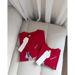 Áo phông gia đình, áo cotton đỏ hoạ tiết ngựa vằn năng động, nổi bật, gắn kết yêu thương size 8-80kg