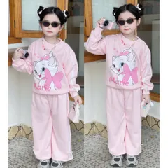 Quần áo thu đông bé gái, set bộ nỉ 2 da loại 1 mèo Marie cho bé 13-33kg