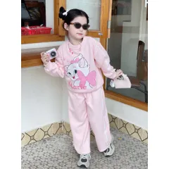 Quần áo thu đông bé gái, set bộ nỉ 2 da loại 1 mèo Marie cho bé 13-33kg