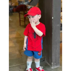 Quần áo bé trai, set bộ áo cotton Spider Man kèm quần short chân cua cho bé 8-25kg