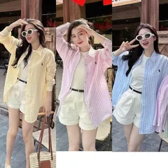 Quần áo bé gái, set 4ct: áo sơ mi kẻ thêu ngựa, áo ba lỗ, quần short đùi và dây lưng cho bé 10-30kg