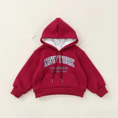 Áo nỉ đỏ Noel cho bé, áo Hoodie nỉ lót lông hoạ tiết chữ NEWYORK cho bé trai và bé gái tùe 10-45kg