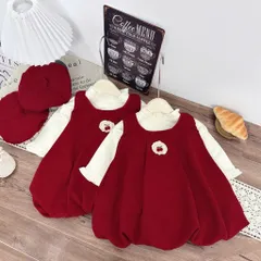 Váy cho bé gái, Set 3ct váy nhung lì dáng bí kèm áo giữ nhiệt và mũ nồi siêu xinh cho bé 10–30kg
