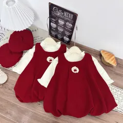 Váy cho bé gái, Set 3ct váy nhung lì dáng bí kèm áo giữ nhiệt và mũ nồi siêu xinh cho bé 10–30kg
