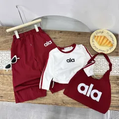 Quần áo bé gái, set 3ct: áo cotton sài tay, quần suông rộng và túi ALA cho bé 10-32kg