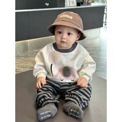 Quần áo thu đông bé trai, set bộ áo nỉ 2 da cao cấp thêu đắp hình chú voi kèm quàn zip kẻ dày dặn cho bé từ 9-26kg