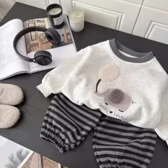 Quần áo thu đông bé trai, set bộ áo nỉ 2 da cao cấp thêu đắp hình chú voi kèm quàn zip kẻ dày dặn cho bé từ 9-26kg