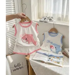 Set bộ cotton zip Hàn Quốc cho bé trai bé gái 8-20kg – đồ bộ sát nách cotton mềm mát hình cá heo dễ thương