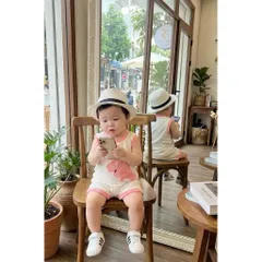 Set bộ cotton zip Hàn Quốc cho bé trai bé gái 8-20kg – đồ bộ sát nách cotton mềm mát hình cá heo dễ thương