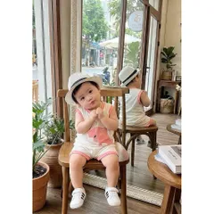Set bộ cotton zip Hàn Quốc cho bé trai bé gái 8-20kg – đồ bộ sát nách cotton mềm mát hình cá heo dễ thương