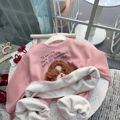 Quần áo thu đông cho bé, set bộ nỉ Hàn lót lông ấm áp thêu đắp gấu xù cho bé trai và bé gái 8-22kg