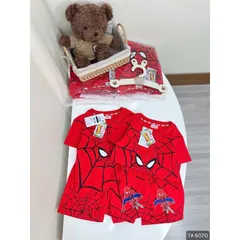 Quần áo bé trai, set bộ cộc tay chất cotton người nhện đỏ cho bé 9-27kg