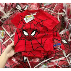 Quần áo bé trai, set bộ cộc tay chất cotton người nhện đỏ cho bé 9-27kg