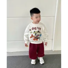 Quần áo thu đông cho bé, set bộ nỉ Hàn Quốc chữ A Dog Toy cho bé trai và bé gái size 8-24kg