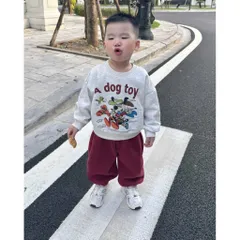 Quần áo thu đông cho bé, set bộ nỉ Hàn Quốc chữ A Dog Toy cho bé trai và bé gái size 8-24kg