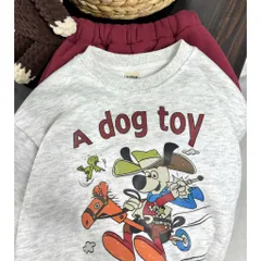 Quần áo thu đông cho bé, set bộ nỉ Hàn Quốc chữ A Dog Toy cho bé trai và bé gái size 8-24kg