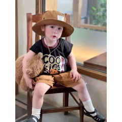 Quần áo bé trai, Set bộ bé trai áo cotton tay hến hoạ tiết Cookie kèm quần short kaki túi hộp cá tính cho bé 9-24kg