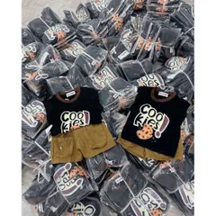 Quần áo bé trai, Set bộ bé trai áo cotton tay hến hoạ tiết Cookie kèm quần short kaki túi hộp cá tính cho bé 9-24kg