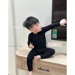 Quần áo thu đông cho bé, set bộ dài tay chất tăm xuất Hàn 2 cúc cho bé trai và bé gái size 8-24kg