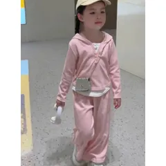 Quần áo thu đông bé gái, Set bộ hoodie vạt trắng kèm quần suông chất len thỏ mềm mịn cho bé size 10–30kg