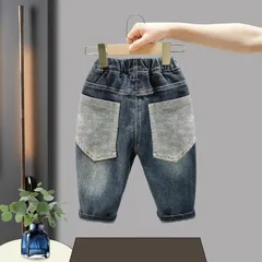 Quần dài bé trai, quần bò bé trai màu xám khói túi to sành điệu cho bé 10-30kg