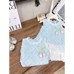 Váy bé gái, váy suông ren hình thoi gắn hoa cho bé 10-30kg