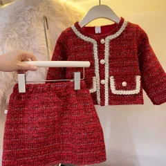 Váy cho bé gái, Set Áo và chân váy chữ A daj Tweed phong cách tiểu thư sang chảnh cho bé 12-32kg
