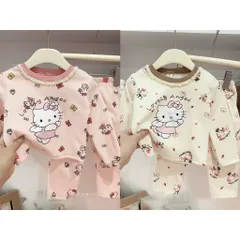 Quần áo thu đông bé gái, set bộ dài tay chất cotton zip hoạ tiết mèo cho bé 10-22kg
