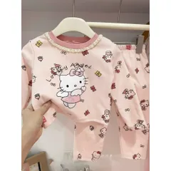 Quần áo thu đông bé gái, set bộ dài tay chất cotton zip hoạ tiết mèo cho bé 10-22kg