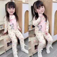 Quần áo thu đông bé gái, set bộ cotton dài tay hoạ tiết Mickey cho bé 8-26kg