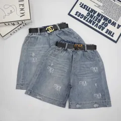 Quần đùi bé gái, quần short jean thêu hình chữ MIU cho bé 18-45kg