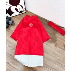 Áo dài cách tân cho bé, áo dài cặp anh em, set bé trai 3ct và bé gái 4ct size 10-30kg