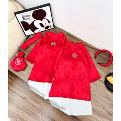 Áo dài cách tân cho bé, áo dài cặp anh em, set bé trai 3ct và bé gái 4ct size 10-30kg