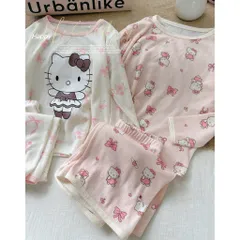 Quần áo thu đông bé gái, set bộ dài tay thông hơi Hello cho bé 8-22kg