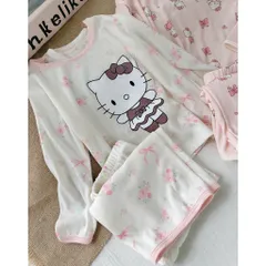 Quần áo thu đông bé gái, set bộ dài tay thông hơi Hello cho bé 8-22kg