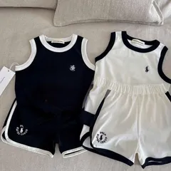 Quần áo bé trai, bé gái, set 2 bộ ba lỗ thêu ngựa chất cotton mát mẻ cho bé 6-27kg