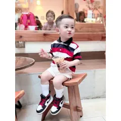 Áo polo bé trai, áo có cổ cộc tay thêu Tô Mỳ cho size 8-27kg