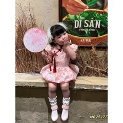 Váy bé gái, váy gấm cổ sườn xám tùng bồng bềnh cho bé diện Tết, trung thu size 10-30kg
