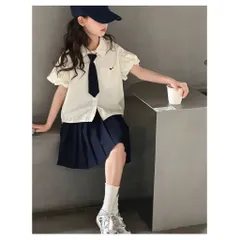 Đồng phục hoc sinh, set váy đồng phục 3ct: áo sơ mi tay bồng, chân váy xếp ly và cà vạt cho bé 15-35kg